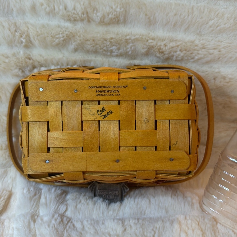 🐈⬛ Longberger Little Market Basket w/lid ,tie-on,clear liner approx 7.5x5x5.25” - Picture 10 of 10